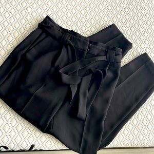 Express Paperbag Waist High Rise Ankle Pant - 4R Black